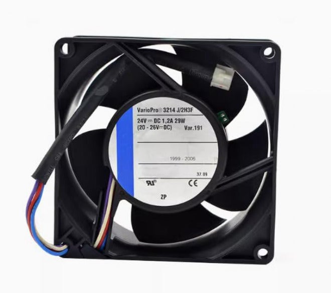 3214J/2H3F DC 24V 1.2A 29W مروحة تبريد بتقنية المحول (Inverter) أبعادها 92x92x38 مم وطولها 9 سم، تحتوي على 4 أسلاك كهربائية - Image 1