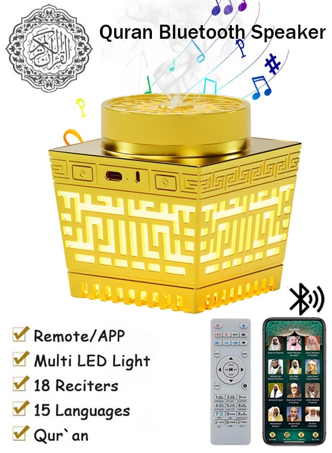 Quran Speaker and Mini Incense Burner Bakhoor, Bakhoor Electric Burner with Remote Control to Play 114 Quran Chapters, Multi-Color Changing Bluetooth Speaker, Night Light MP3 Music Player - Image 2