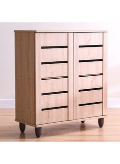 DANUBE HOME Ricky Shoe Rack Cabinet |14 Pairs | 2 Door Shoe Storage | 4 shelves Organizer For Entryway | White | Oak | 76x33x86 cm  - Image 5