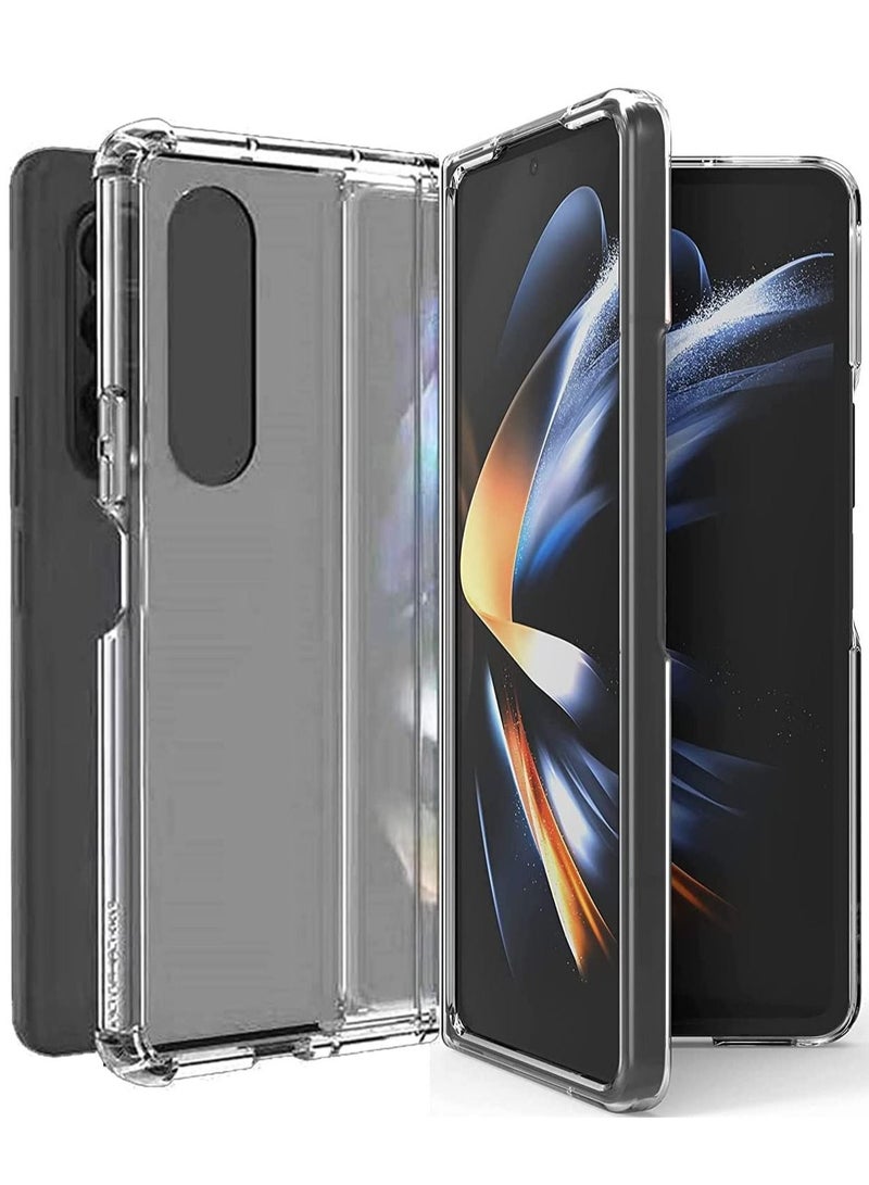 IAF Samsung Galaxy Z Fold 4 5G Case, Clear Soft TPU Bumper Anti-Scratch Hard Acrylic Back Cover Hybrid 2 in 1 Shockproof Phone Case for Samsung Galaxy Z Fold 4 (2022) - Image 1