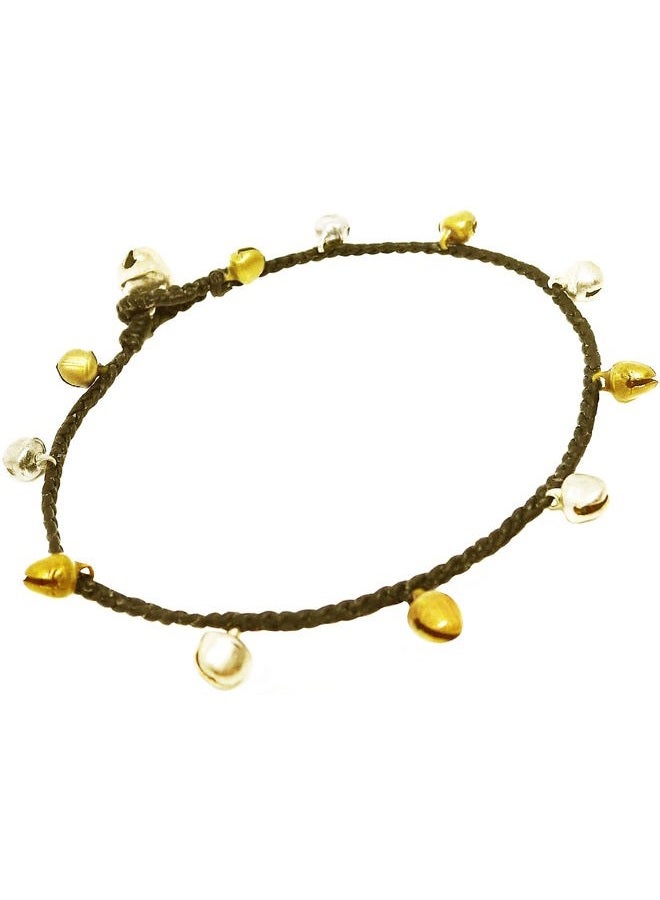 Bijoux de Ja Handmade Alternated Two Tone Tiny Bells Black Thread Anklet Bracelet 10 Inches (AkSP10), Medium, alloy - Image 3