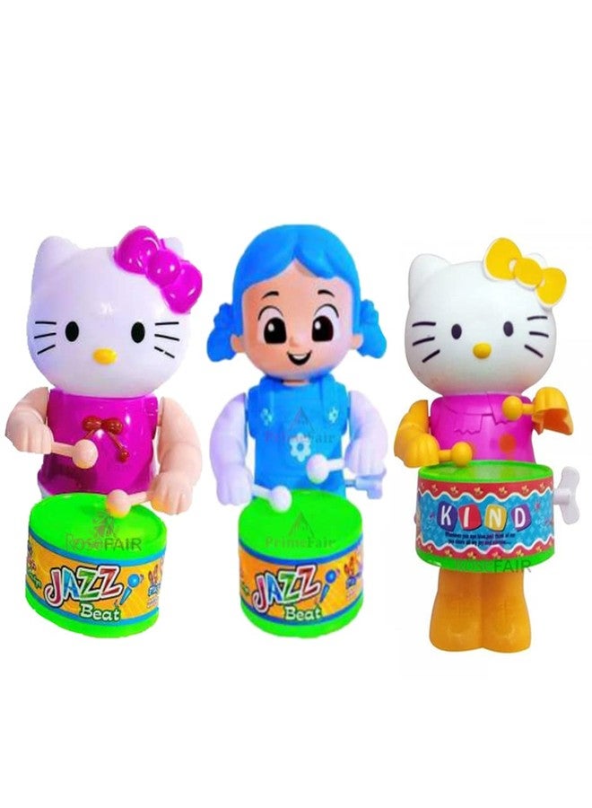 ROSEFAIR Cute Drummer Toy with Drumming and Dancing Action for Kids Baby Rattle Toys Set Toddler Kids Key-Operated Toys Kids (KITTY-BLUE-KITTYCAT-PAC-03) - Image 1