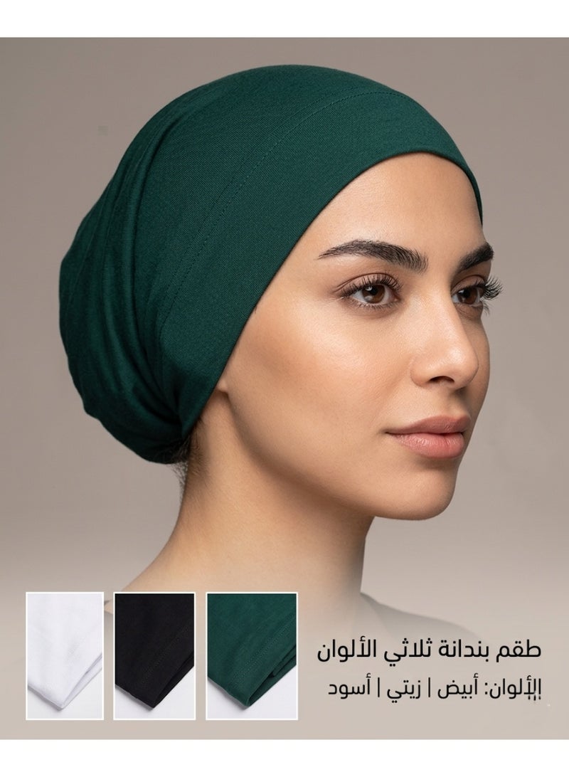 BHNS 3-Piece Comfortable and Practical Multi-Use Women's Headbands — Perfect for Hijab, Home Looks, and Skin Care, with a secure fit and soft, stretchy material for all hair types - Image 2