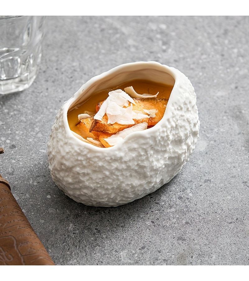 Rock Patterned Dan Shape Bowl High End Dessert Dish for Hotel Restaurant - Image 1