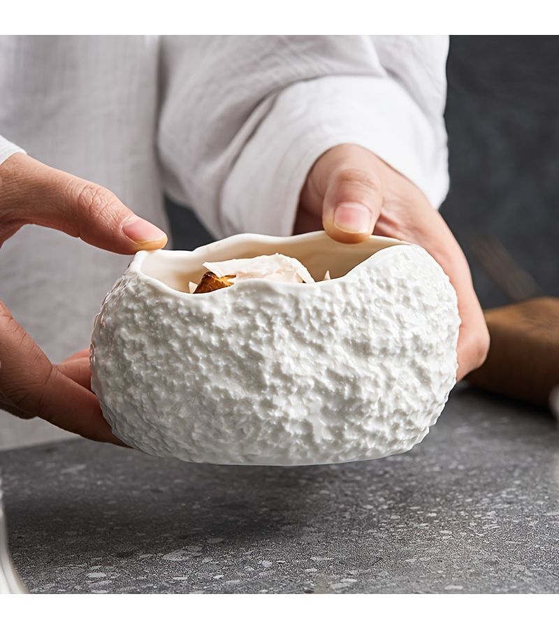 Rock Patterned Dan Shape Bowl High End Dessert Dish for Hotel Restaurant - Image 5