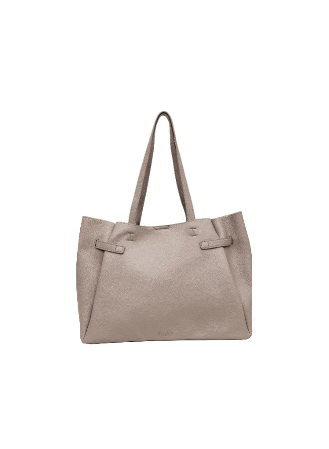 Foska Women's Large Shoulder Bag - Classic Design Beige/Nude - 37.5x28.5 cm - Image 4