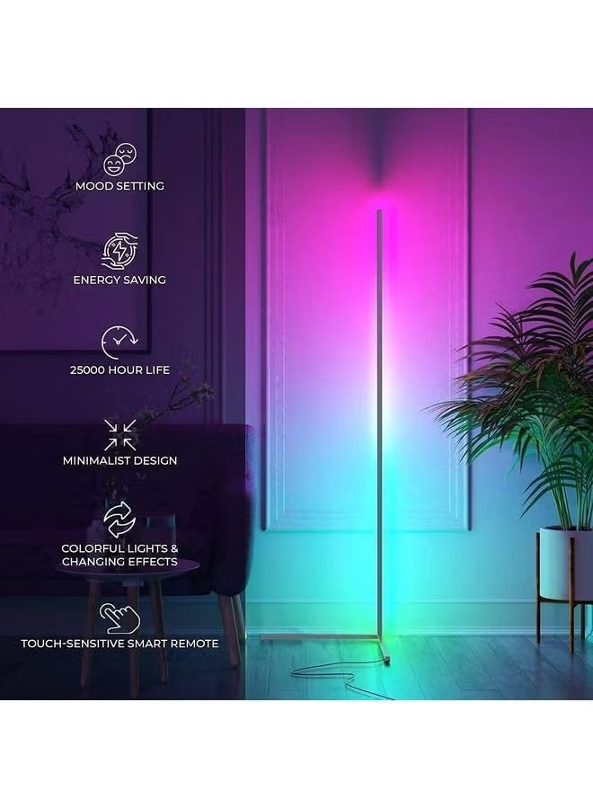 SUZBERRY Smart LED Corner Floor Lamp With Remote Control Black - Image 2