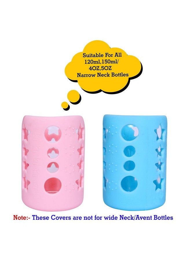 The Little Lookers Baby Feeding Bottle Silicone Warmer Cover Sleeve Holder Insulated Protection For Newborns Infants Babies (Pack Of 2) (Pink & Blue 120 Ml)  - Image 3
