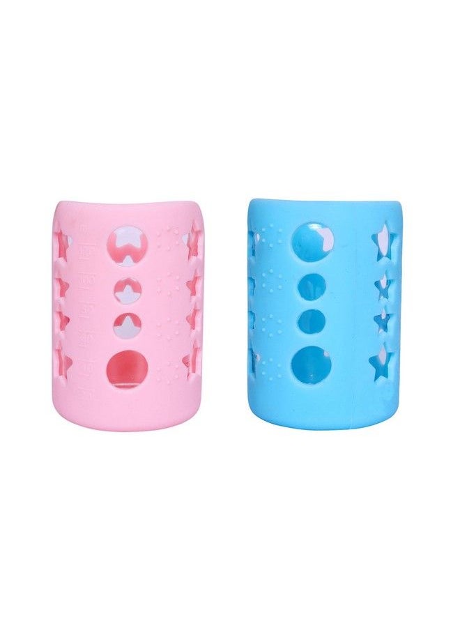 The Little Lookers Baby Feeding Bottle Silicone Warmer Cover Sleeve Holder Insulated Protection For Newborns Infants Babies (Pack Of 2) (Pink & Blue 120 Ml)  - Image 2