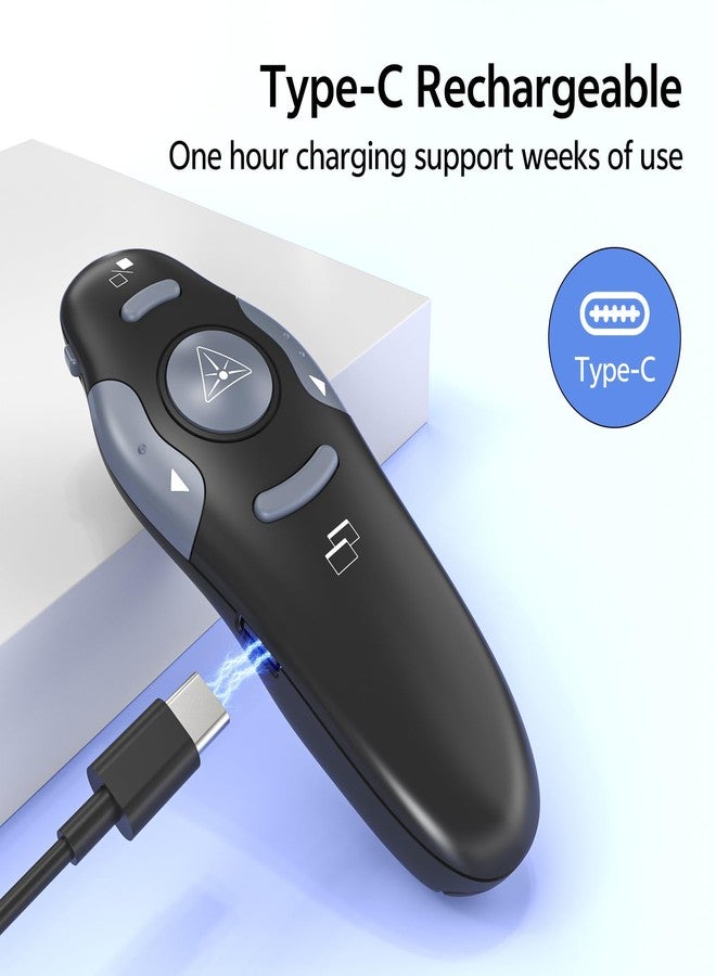CLIKBUTM Presentation Clicker with Case Storage: PowerPoint Wireless Presenter Remote USB Type C Rechargeable Red Laser Pointer Clickers for Computer Project Mac PPT Slideshow Google Slide Advancer - Image 5