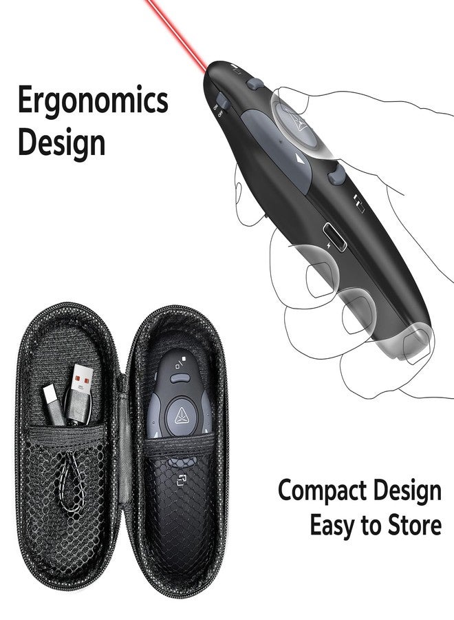 CLIKBUTM Presentation Clicker with Case Storage: PowerPoint Wireless Presenter Remote USB Type C Rechargeable Red Laser Pointer Clickers for Computer Project Mac PPT Slideshow Google Slide Advancer - Image 3