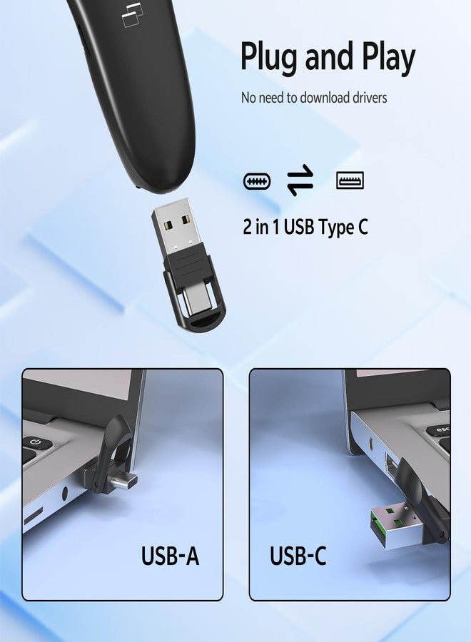 CLIKBUTM Presentation Clicker with Case Storage: PowerPoint Wireless Presenter Remote USB Type C Rechargeable Red Laser Pointer Clickers for Computer Project Mac PPT Slideshow Google Slide Advancer - Image 4