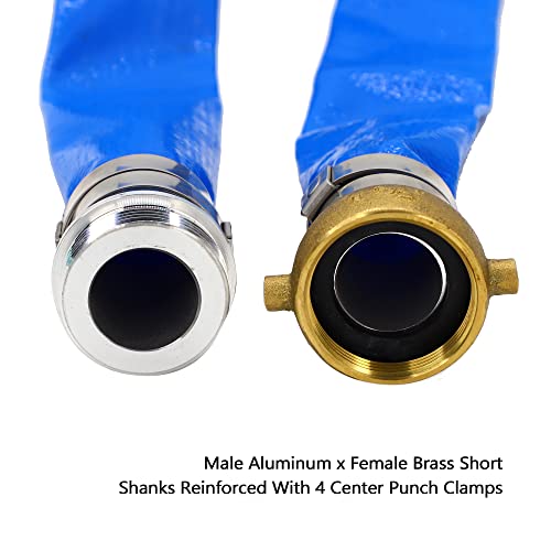 DAVCO 1.5" ID × 50 ft Pool Backwash Hose, Heavy Duty Reinforced Blue PVC Lay Flat Water Discharge Pump Hoses For Swimming Drain Pools and Clean Filters, With Aluminum Pin Lug Fittings - Image 2