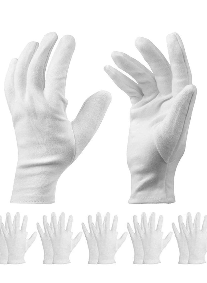 SYOSI White Cotton Gloves Large Moisturizing For Dry Hands Eczema, Overnight Lotion Spa 6 Pairs Jewelry Inspection Work  - Image 1