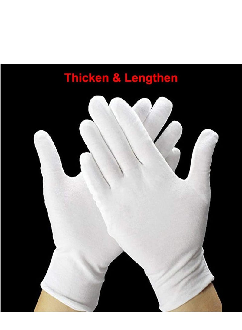 SYOSI White Cotton Gloves Large Moisturizing For Dry Hands Eczema, Overnight Lotion Spa 6 Pairs Jewelry Inspection Work  - Image 5