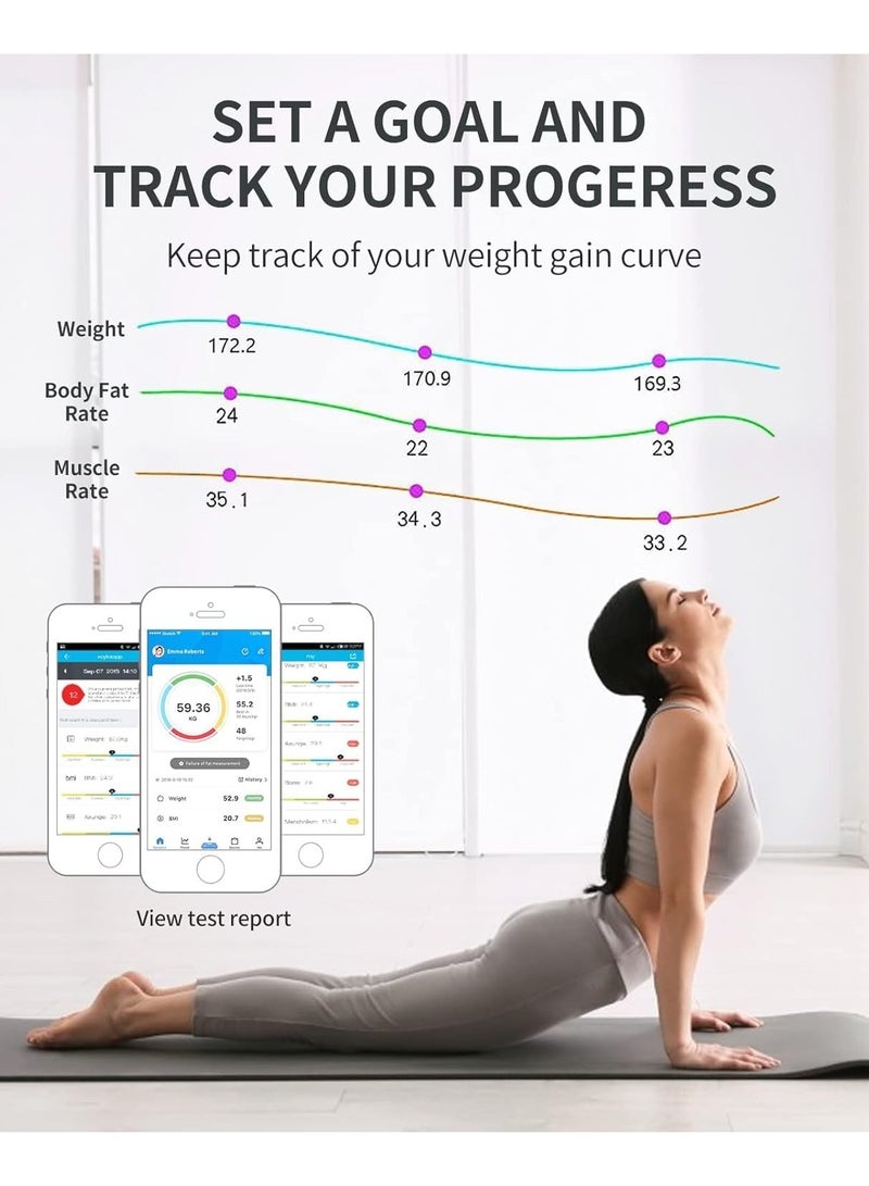 OMAKSS Digital Weight Scale,Bluetooth Body Fat Scale,LED Display and Step-On,Body Composition Monitor Health Analyzer,26x260x2cm,White - Image 5