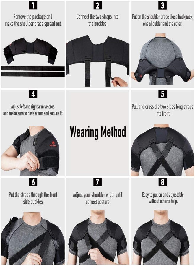Kuangmi Double Shoulder Support Brace Strap Wrap Neoprene Protector,M - Image 4
