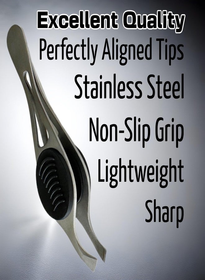 ALAZCO 1 ALAZCO Professional Comfort Hold Soft Grip Non-Slip Stainless Steel Slanted Tip Eyebrow Tweezers Facial Hair Removal Ingrown Brows Slant Tweezer Women Men - Image 3