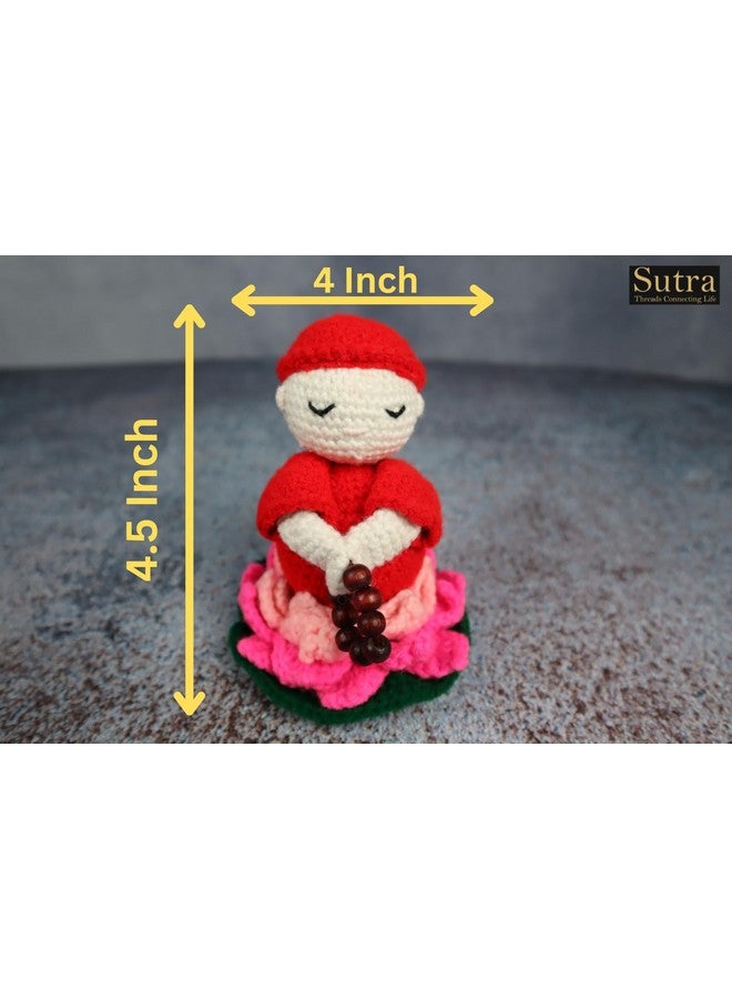 سوترا لعبة بوذا المصنوعة يدويًا من سوترا | لعبة راهب محشوة باللون الأحمر الأنيق | لعبة بوذا أميجورومي كهدية | لعبة راهب بوذا الصوفية الهادئة | ألعاب ناعمة مقاس 4.5 × 4 بوصة للأطفال البنات والأولاد - Image 5