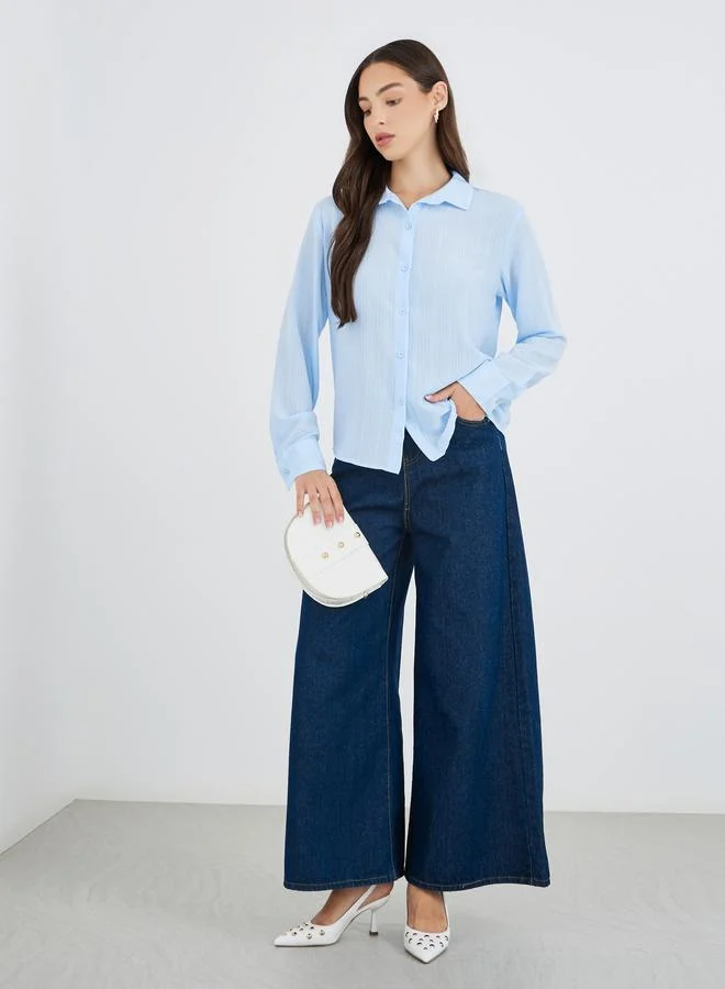 Take Two Take Two Texture Long Sleeve Regular Fit Shirt