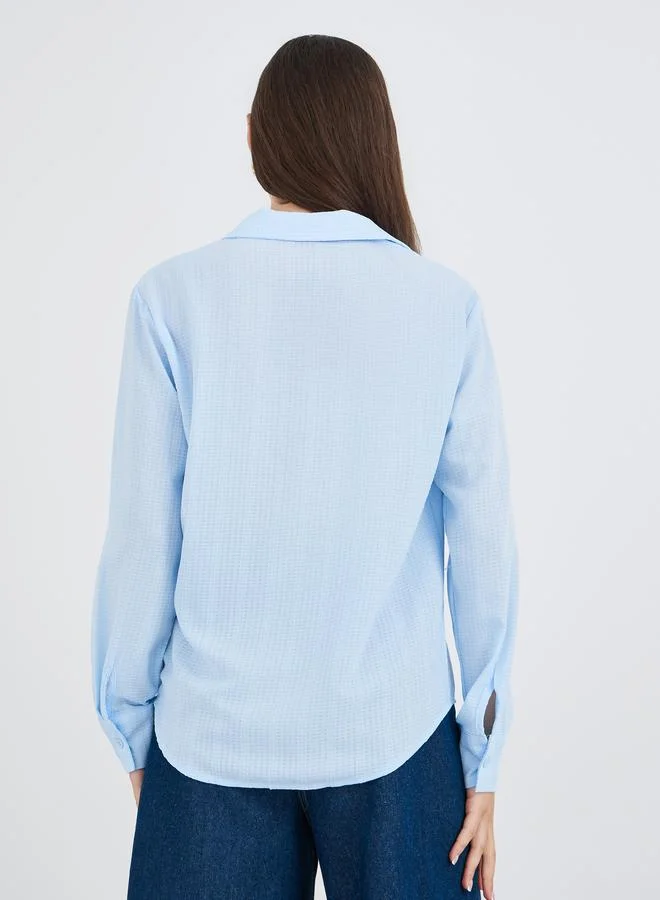 Take Two Take Two Texture Long Sleeve Regular Fit Shirt