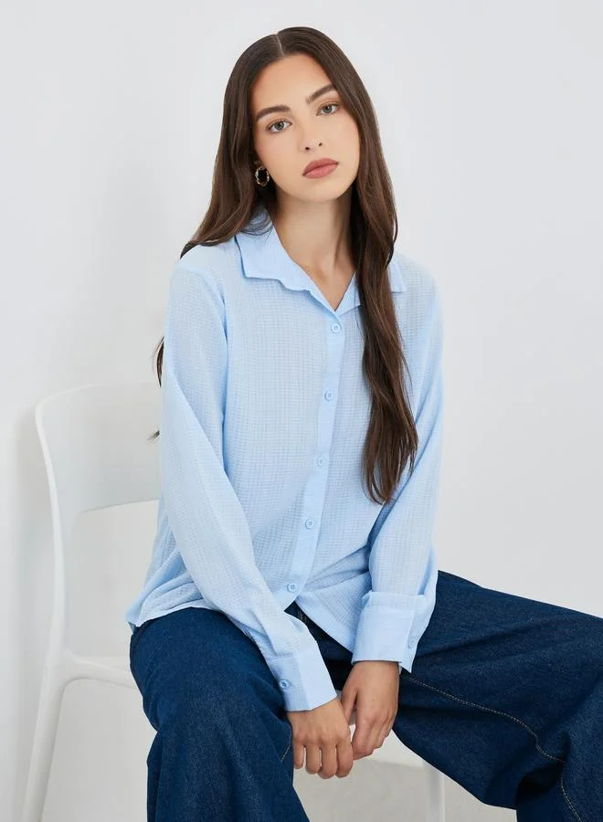 Take Two Take Two Texture Long Sleeve Regular Fit Shirt