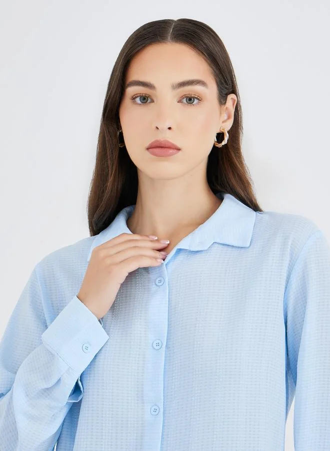 Take Two Take Two Texture Long Sleeve Regular Fit Shirt