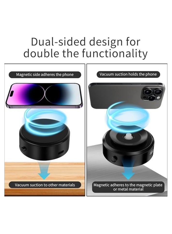 حامل هاتف مزدوج الجوانب: كوب شفط مزدوج مبتكر وتصميم مغناطيسي، حامل هاتف بالشفط المغناطيسي باللون الأسود - Image 4