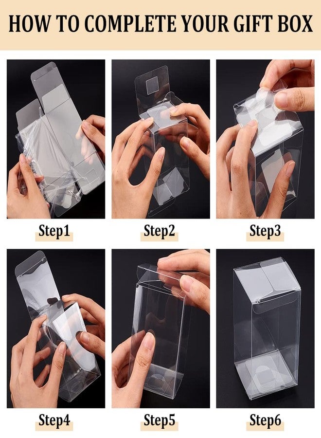 BENECREAT 30PCS 2.3x2.3x4 Film Covered Clear Plastic Party Favor Box for Wedding Party Decor, Choclates, Candy Cookies Favors, Mother's Day Festival Gift Packaging - Image 4