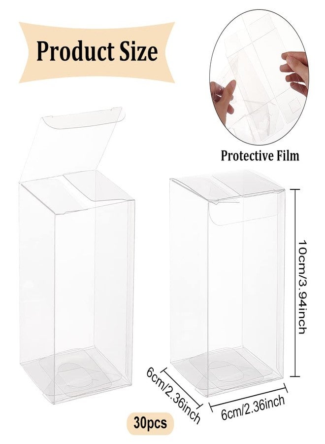 BENECREAT 30PCS 2.3x2.3x4 Film Covered Clear Plastic Party Favor Box for Wedding Party Decor, Choclates, Candy Cookies Favors, Mother's Day Festival Gift Packaging - Image 2