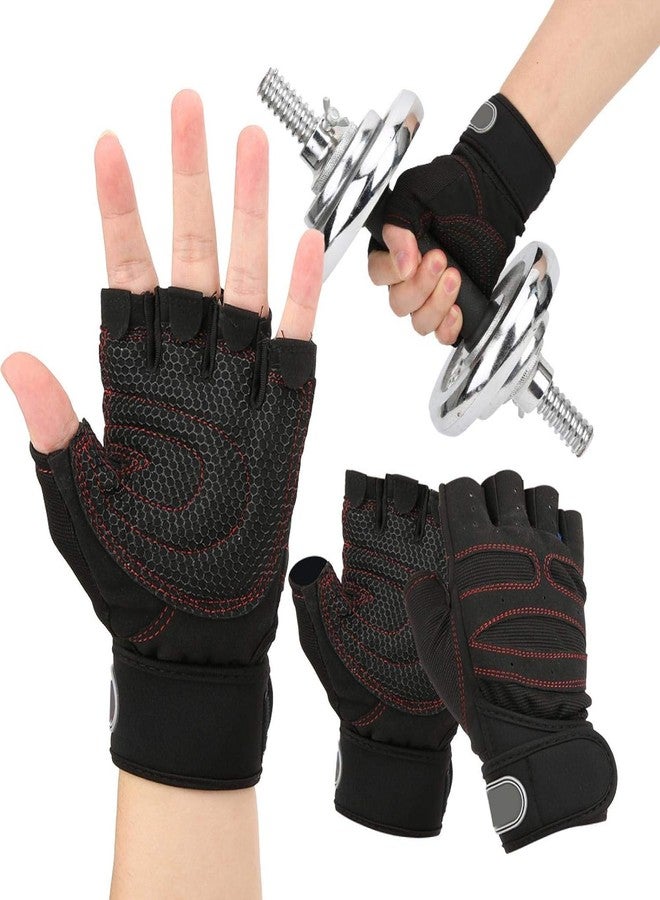 UROCK Workout Gloves with Wrist Support for Gym Workouts, Pull Ups, Cross Training, Weightlifting, Calisthenics, WOD- Silicone Padding - Great Hand Grip & No Calluses, Free Size (Red) - Image 3