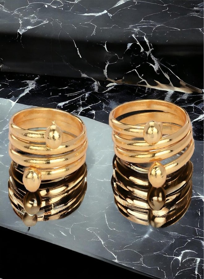 AanyaCentric Combo of 2 Pair Gold-Plated Toe Rings Adjustable, Trendy & Fashion Accessories - Image 2