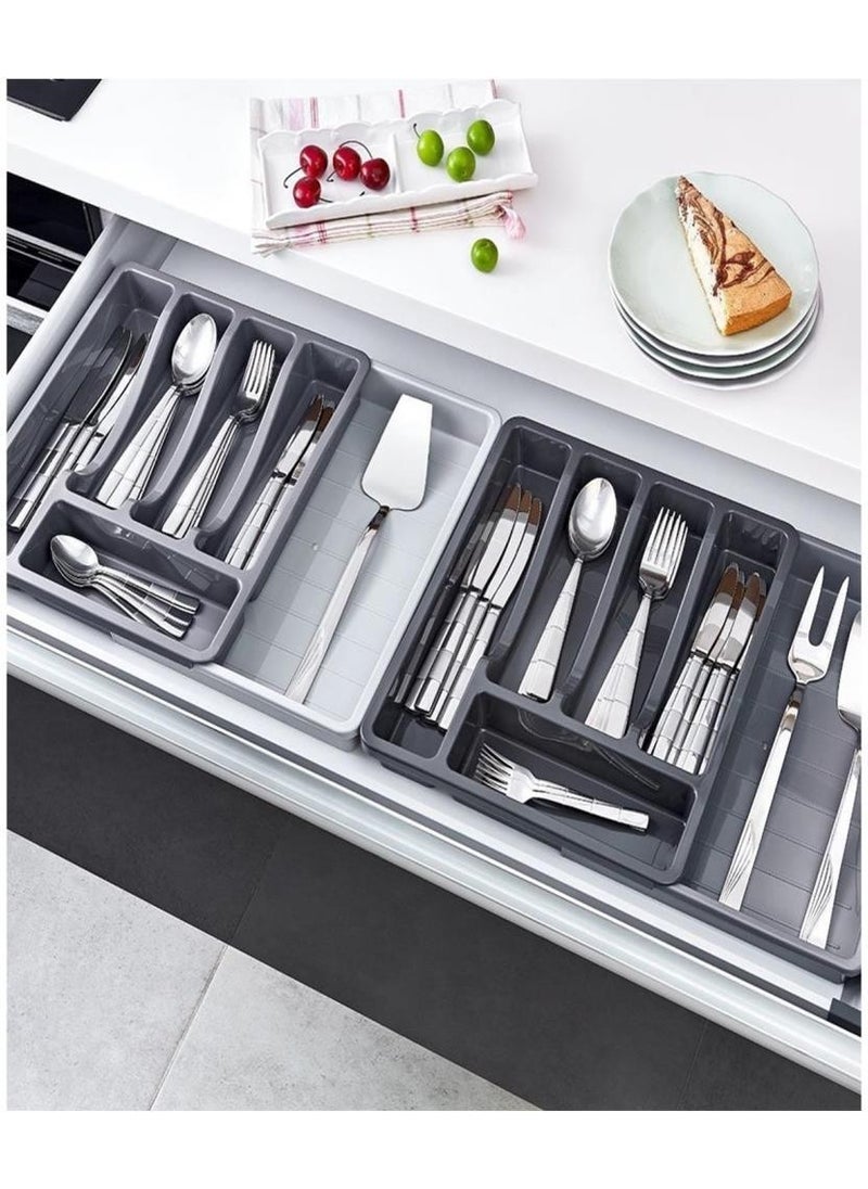 abnturk Plastic Adjustable Sliding Slide Drawer Cutlery Holder Closed SIZE: 30X34, Open SIZE: 30X54  - Image 2