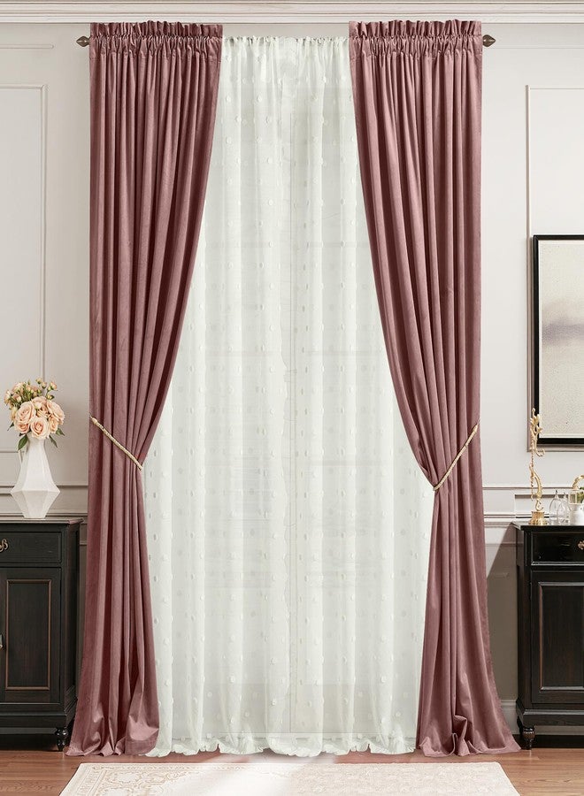 StangH Sheer Curtains for Living Room 84 Inches Long, Pom Pom Curtains for Bedroom, Boho Textured Semi Privacy Window Drapes for Nursery, Cute Ruffle Style, White, 2 Panels - Image 4