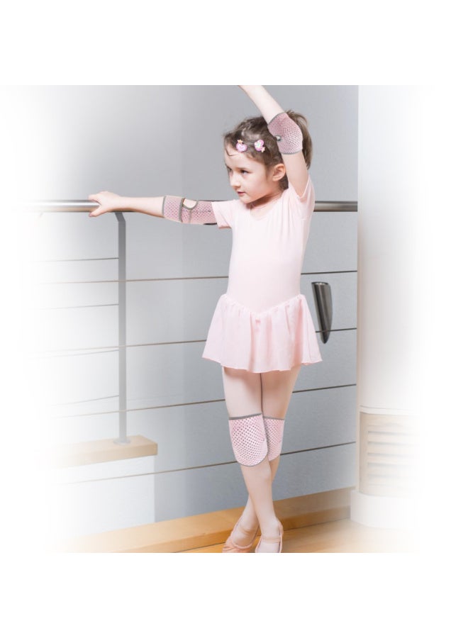 Chidong Children's Knee And Elbow Pads Set, Breathable Kids Sports Knee Pads, Ballet Dance Anti-collision Kneeling Protectors, Pink, 4 Pieces - Image 4