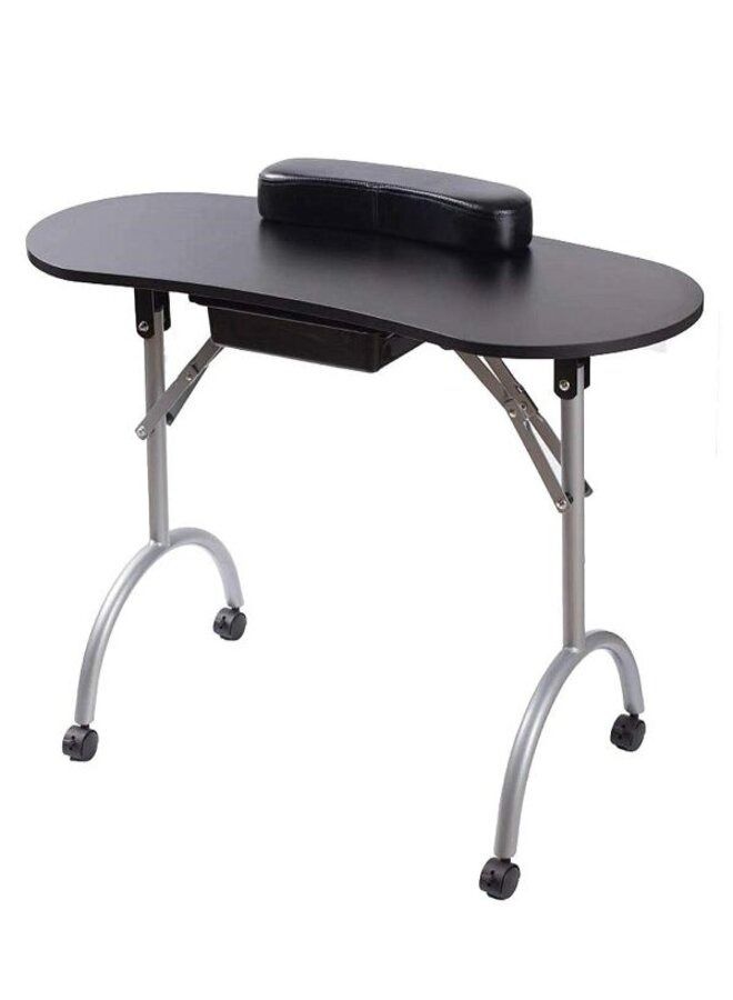 Salon System Portable Manicure Table With Arm Rest And Drawer Black - Image 1