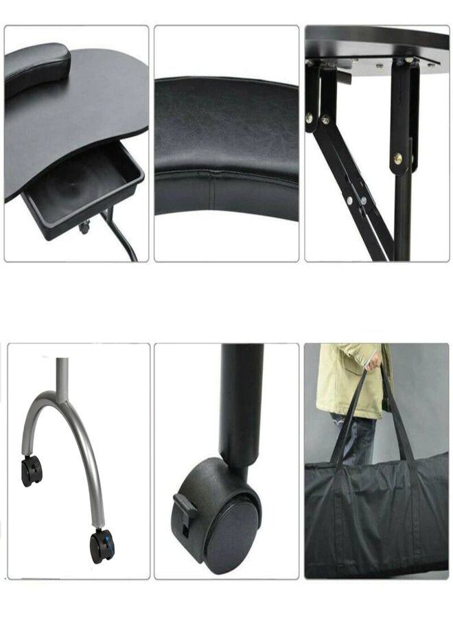 Salon System Portable Manicure Table With Arm Rest And Drawer Black - Image 2