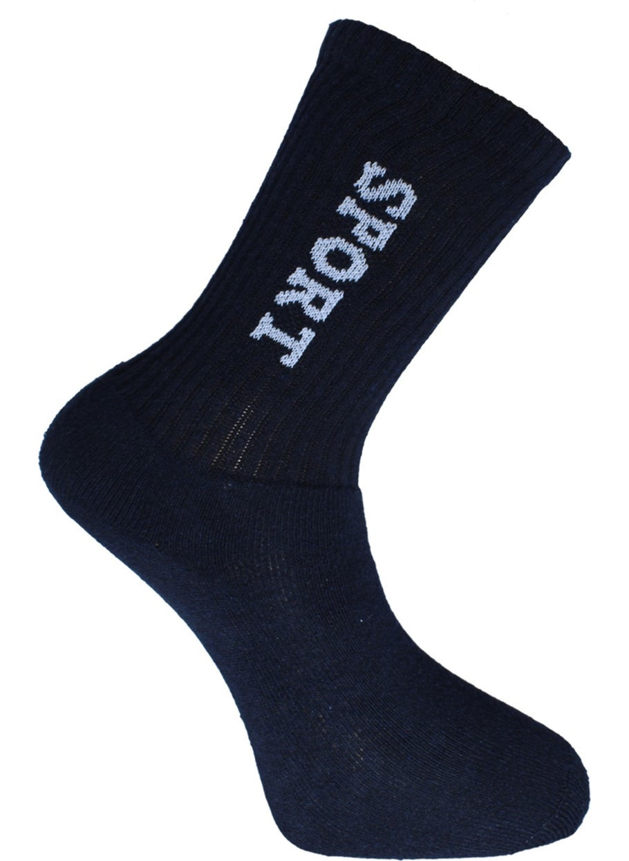 Seva Men's Socks Sports Socks Towel Sole Ribbed - Navy Blue 2 Pairs  - Image 2