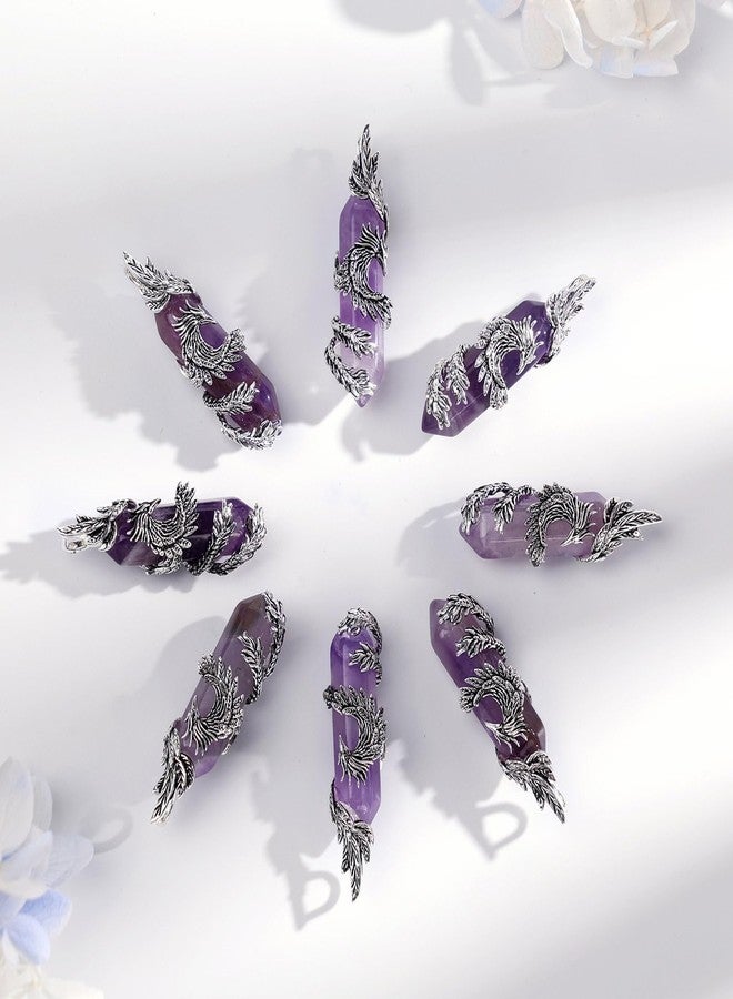 INFUSEU Amethyst Crystal Phoenix Necklace Bird Healing Stone Jewelry for Women Men Protection Raven Witch Pendant Spiritual Meditation Rock Gifts - Image 3