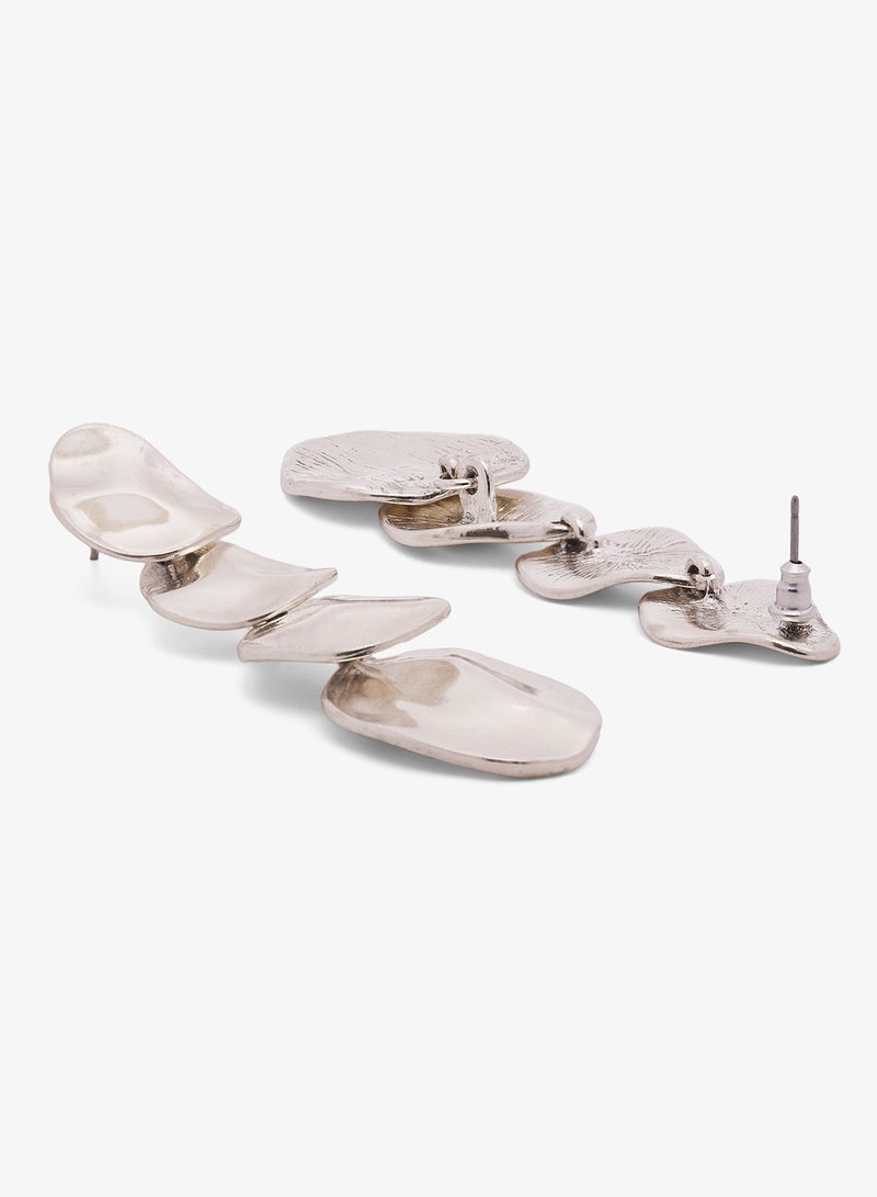 Ginger Chunky Drop Down Silver Earrings - Image 2