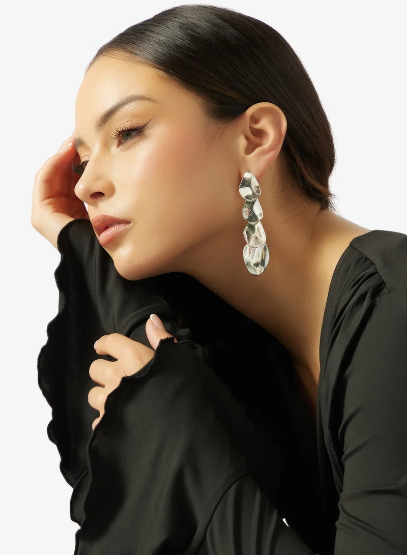 جينجر أقراط فضية متدلية سميكة