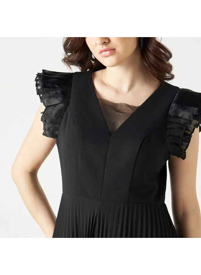 2Xtremz 2Xtremz Pleated Jumpsuit with Layered Sleeves