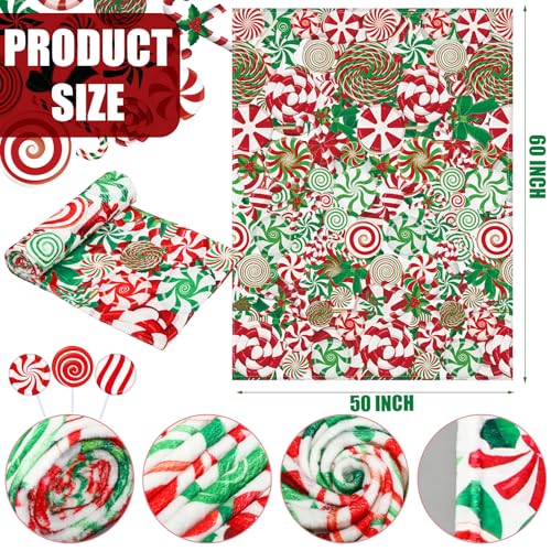 Mindsoft Christmas Candy Blanket Christmas Plaid Ball Blanket Candy Plush Throw Blanket Warm Soft Christmas Party Favors for Bed Sofa Living Room Bedroom Couch Holiday Winter Gifts 50 60 Inch - Image 3