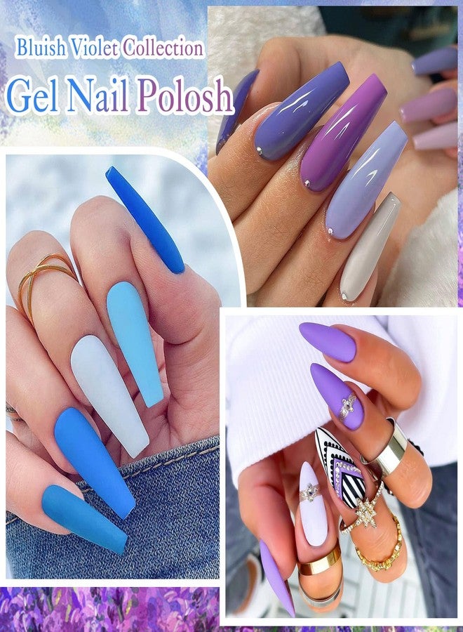 MSRUIOO 24Pcs Gel Nail Polish Set 20 Colors Glitter Gel Polish Navy Purple Gray Blue Nail Polish Nail Art Design Gifts for Women - Image 2