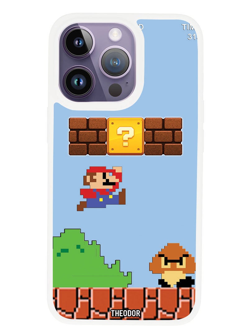Theodor Protective Case Anti Scratch Shock Proof Cover For APPLE IPHONE 14 PRO Mario (White Bumper) - Image 1