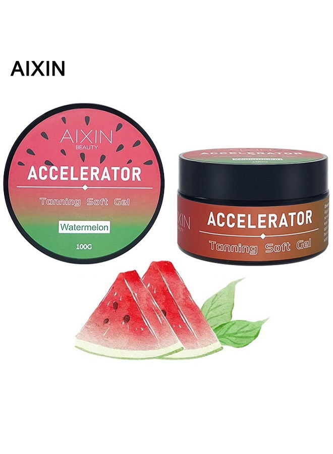 AIXIN Tan Accelerator For Sunbed, Watermelon Tan Enhancers & Accelerators, Self-Tanning Soft Gel, Tanning Cream For Natural Brown, Tanning Moisturiser, Sun Bed Tanning Accelerator, High Moisturizing & Refreshing 100G - Image 1