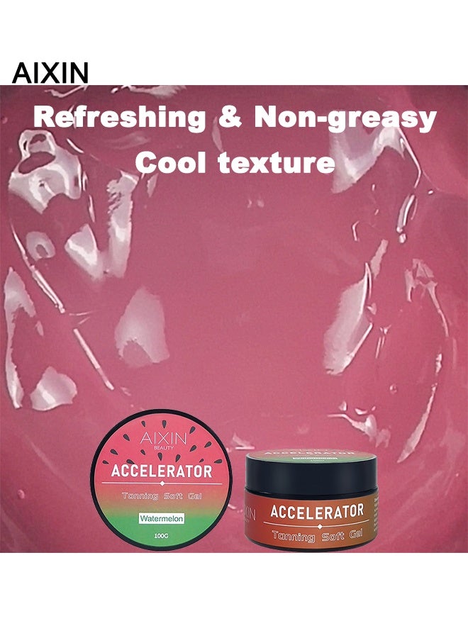 AIXIN Tan Accelerator For Sunbed, Watermelon Tan Enhancers & Accelerators, Self-Tanning Soft Gel, Tanning Cream For Natural Brown, Tanning Moisturiser, Sun Bed Tanning Accelerator, High Moisturizing & Refreshing 100G - Image 2