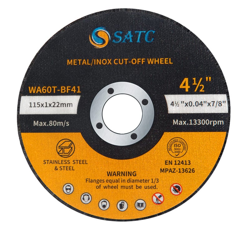 S SATC قرص قطع S SATC 4 1/2 بوصة 50 قطعة لقرص القطع 4.5"x.040"x7/8" لآلة الطحن الزاوية قرص قطع معدني وفولاذ مقاوم للصدأ فائق النحافة - Image 1