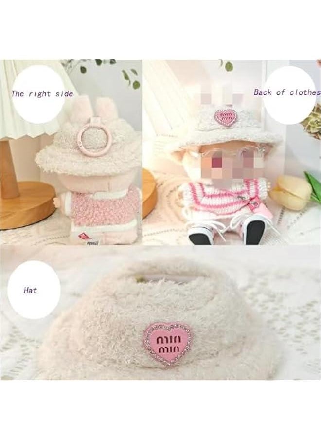 Arabest Chic Style Doll Clothes Set for 17cm Labubu Dolls - Outfit + Light Pink Velvet Hat + Camera + Glasses + Canvas Shoes  - Image 3