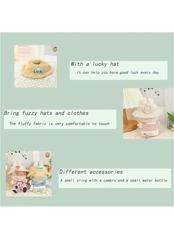 Arabest Chic Style Doll Clothes Set for 17cm Labubu Dolls - Outfit + Light Pink Velvet Hat + Camera + Glasses + Canvas Shoes  - Image 4